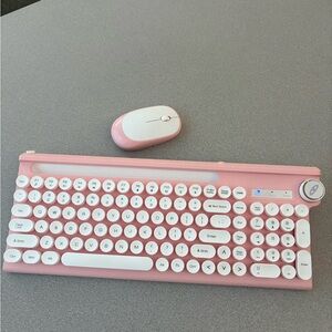 Pink Wireless Keyboard and Mouse Combo